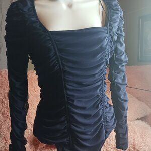 Zara Blue Ruched Bodysuit